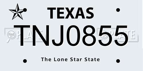 TNJ0855 Texas License Plate