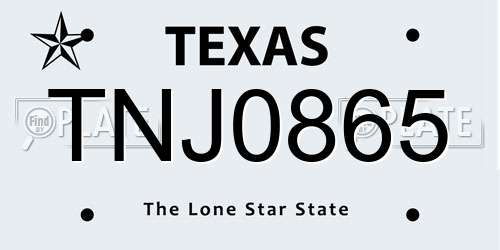 TNJ0865 Texas License Plate