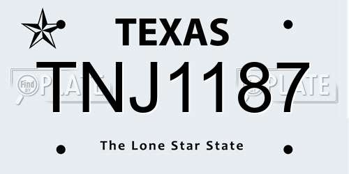 TNJ1187 Texas License Plate