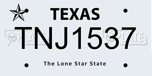 TNJ1537 Texas License Plate