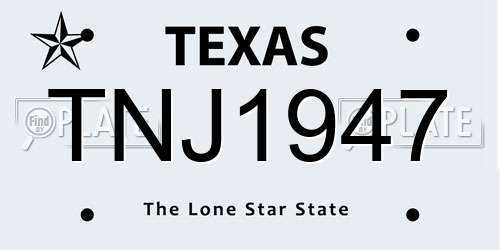 TNJ1947 Texas License Plate