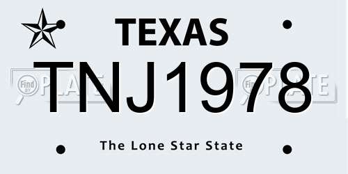 TNJ1978 Texas License Plate