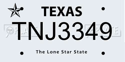 TNJ3349 Texas License Plate
