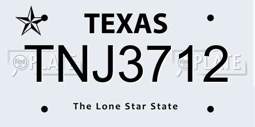 TNJ3712 Texas License Plate