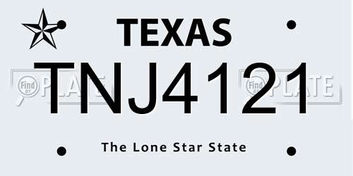 TNJ4121 Texas License Plate