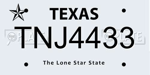 TNJ4433 Texas License Plate