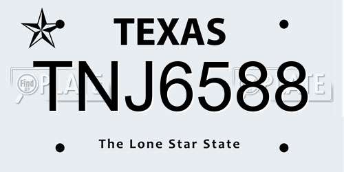 TNJ6588 Texas License Plate