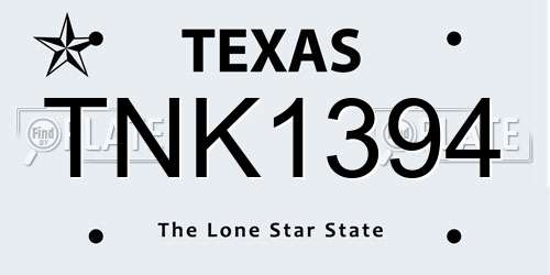 TNK1394 Texas License Plate