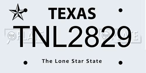 TNL2829 Texas License Plate