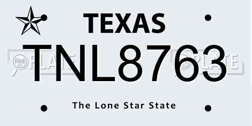 TNL8763 Texas License Plate