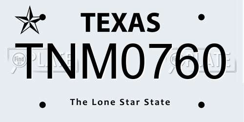 TNM0760 Texas License Plate