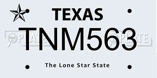 TNM563 Texas License Plate