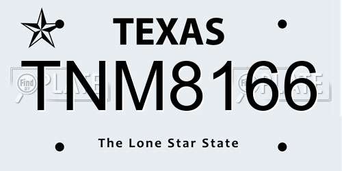 TNM8166 Texas License Plate