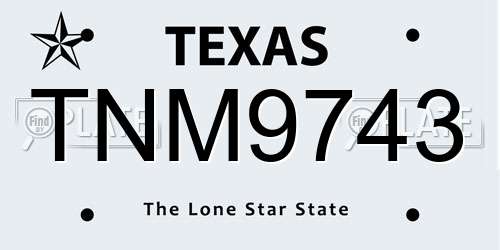 TNM9743 Texas License Plate