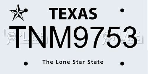 TNM9753 Texas License Plate