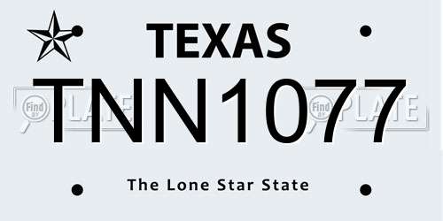 TNN1077 Texas License Plate