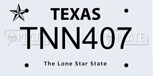 TNN407 Texas License Plate