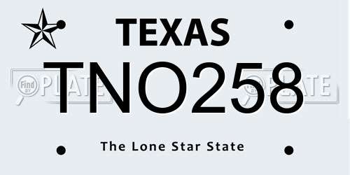 TNO258 Texas License Plate