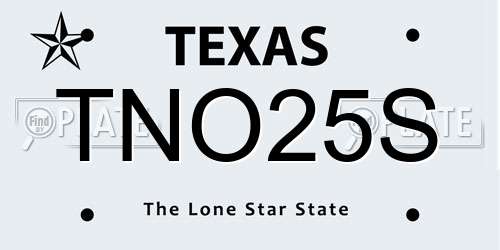 TNO25S Texas License Plate
