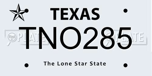 TNO285 Texas License Plate