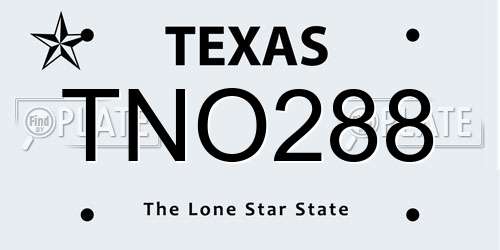 TNO288 Texas License Plate
