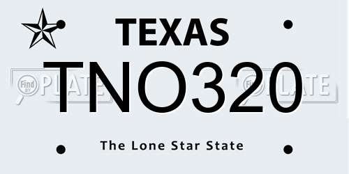 TNO320 Texas License Plate