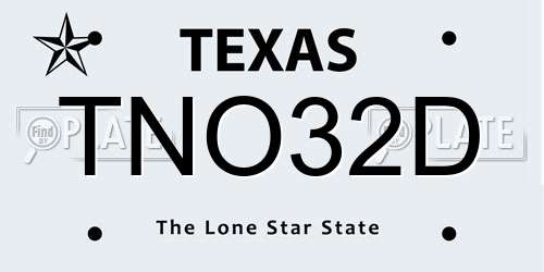 TNO32D Texas License Plate