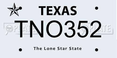 TNO352 Texas License Plate