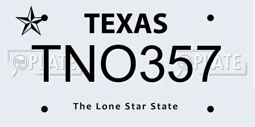 TNO357 Texas License Plate