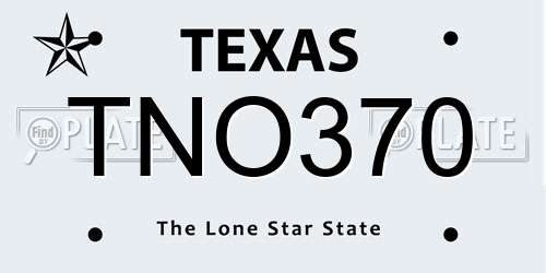 TNO370 Texas License Plate