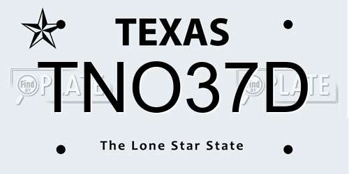 TNO37D Texas License Plate