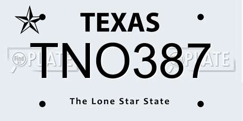 TNO387 Texas License Plate