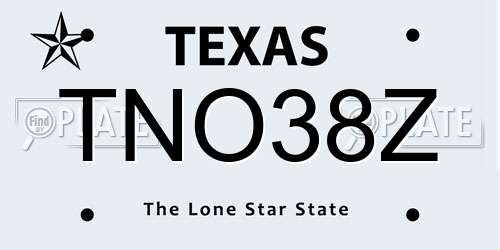 TNO38Z Texas License Plate