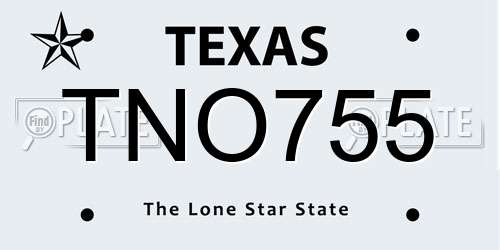TNO755 Texas License Plate