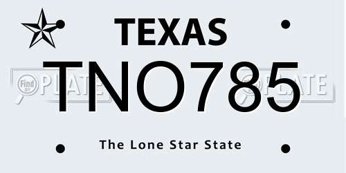TNO785 Texas License Plate