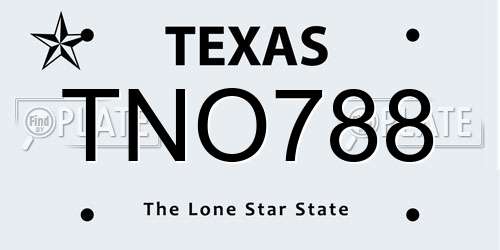 TNO788 Texas License Plate