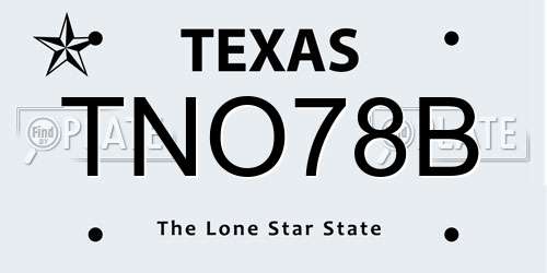 TNO78B Texas License Plate