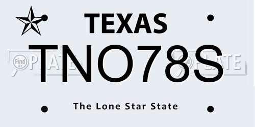 TNO78S Texas License Plate