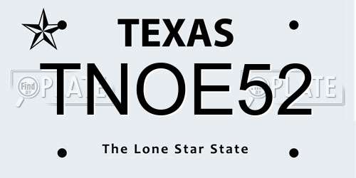 TNOE52 Texas License Plate
