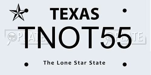 TNOT55 Texas License Plate
