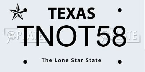 TNOT58 Texas License Plate