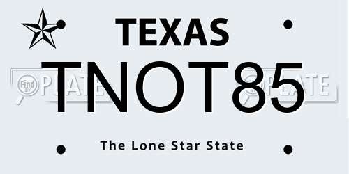 TNOT85 Texas License Plate