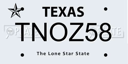 TNOZ58 Texas License Plate