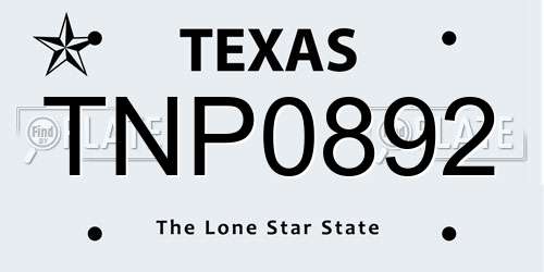 TNP0892 Texas License Plate