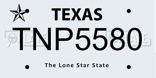 TNP5580 Texas License Plate
