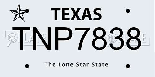 TNP7838 Texas License Plate