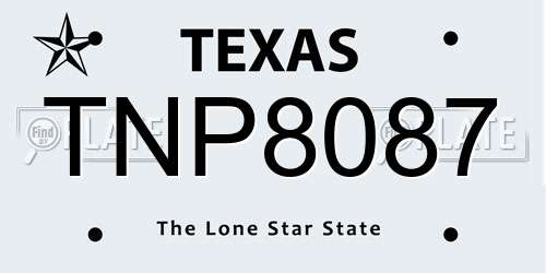 TNP8087 Texas License Plate