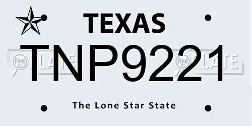 TNP9221 Texas License Plate