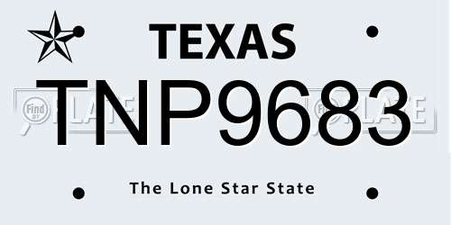 TNP9683 Texas License Plate