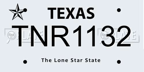 TNR1132 Texas License Plate